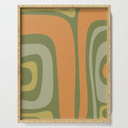 Tiki Abstract Minimalist Mid-Century Modern Pattern in Retro Olive Green and Orange Tones Serving Tray Gallery Image 1