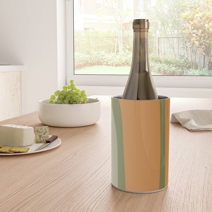 Tiki Abstract Minimalist Mid-Century Modern Pattern in Retro Olive Green and Orange Tones Wine Chiller Gallery Image 4