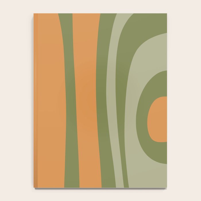 Tiki Abstract Minimalist Mid-Century Modern Pattern in Retro Olive Green and Orange Tones Notebook Gallery Image 4