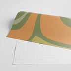 Tiki Abstract Minimalist Mid-Century Modern Pattern in Retro Olive Green and Orange Tones Wrapping Paper Gallery Image 2