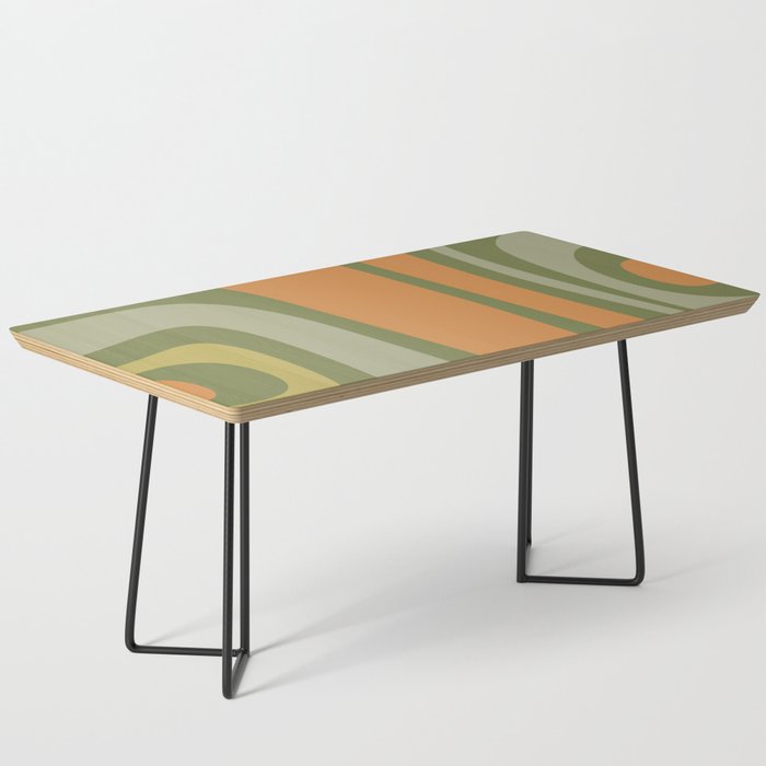 Tiki Abstract Minimalist Mid-Century Modern Pattern in Retro Olive Green and Orange Tones Coffee Table Gallery Image 1