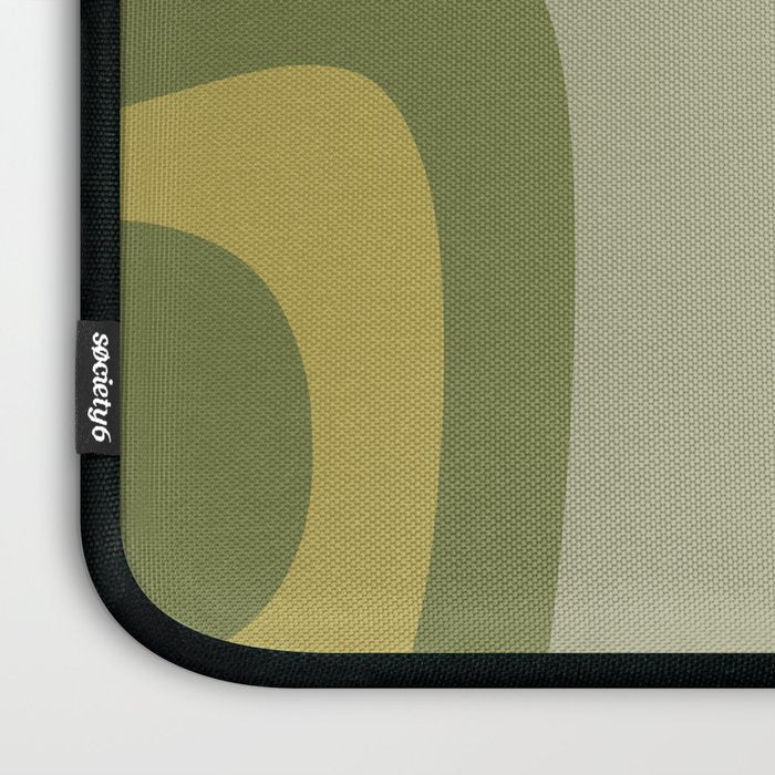 Tiki Abstract Minimalist Mid-Century Modern Pattern in Retro Olive Green and Orange Tones Laptop Sleeve Gallery Image 3