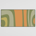 Tiki Abstract Minimalist Mid-Century Modern Pattern in Retro Olive Green and Orange Tones Desk Mat Gallery Image 3