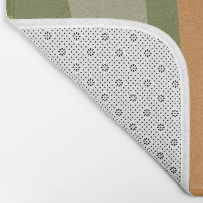 Tiki Abstract Minimalist Mid-Century Modern Pattern in Retro Olive Green and Orange Tones Bath Mat Gallery Image 2