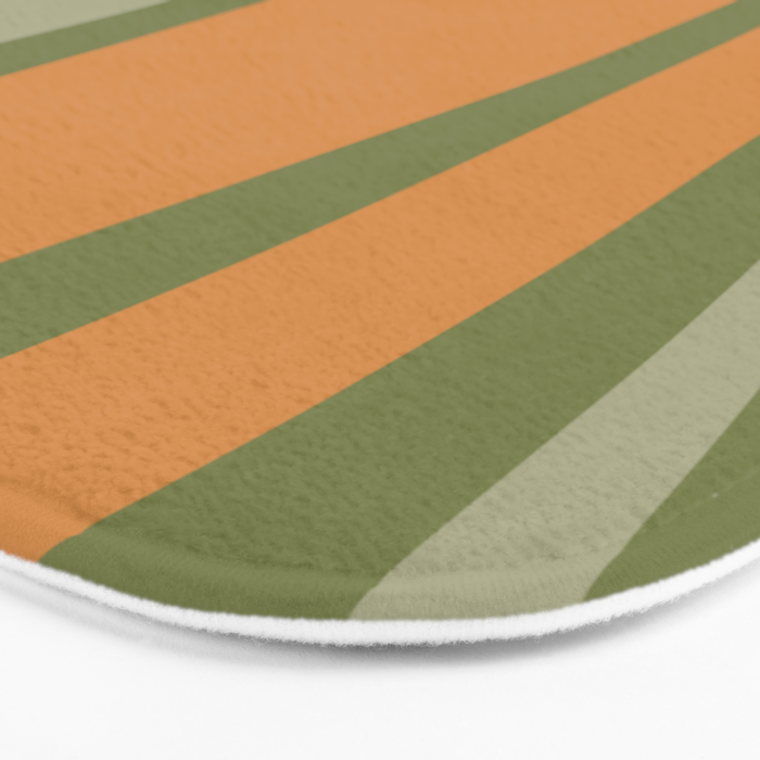 Tiki Abstract Minimalist Mid-Century Modern Pattern in Retro Olive Green and Orange Tones Bath Mat Gallery Image 3