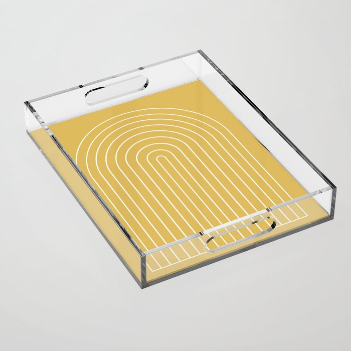 Minimal Arch XXXV Sunshine Yellow Modern Geometric Lines Acrylic Tray Gallery Image 1