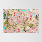 Gardenia | Vintage Botanical Nature Pattern | Blush Boho Plants Garden Floral Rug Gallery Image 2