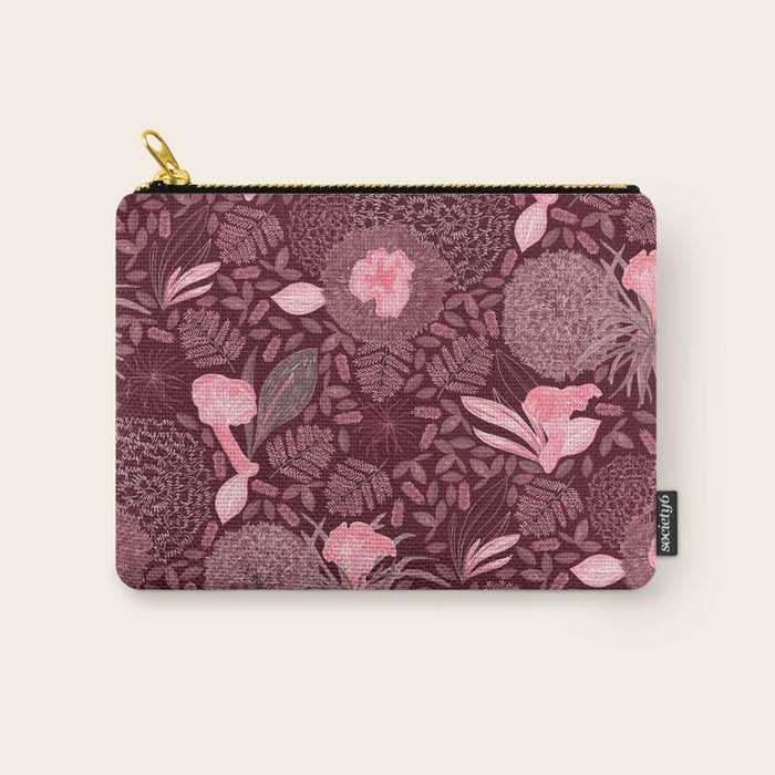 Forest Full of Wild Mushrooms in Burgundy & Peach Carry All Pouch Gallery Image 1