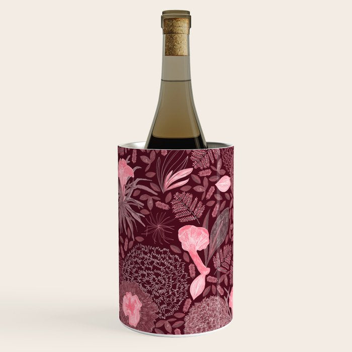 Forest Full of Wild Mushrooms in Burgundy & Peach Wine Chiller Gallery Image 2
