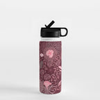 Forest Full of Wild Mushrooms in Burgundy & Peach Water Bottle Gallery Image 1