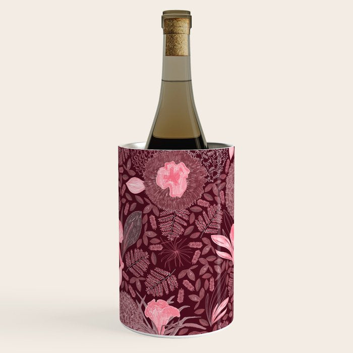 Forest Full of Wild Mushrooms in Burgundy & Peach Wine Chiller Gallery Image 1