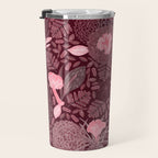 Forest Full of Wild Mushrooms in Burgundy & Peach Travel Mug Gallery Image 3