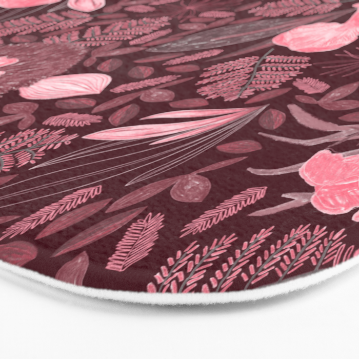 Forest Full of Wild Mushrooms in Burgundy & Peach Bath Mat Gallery Image 3