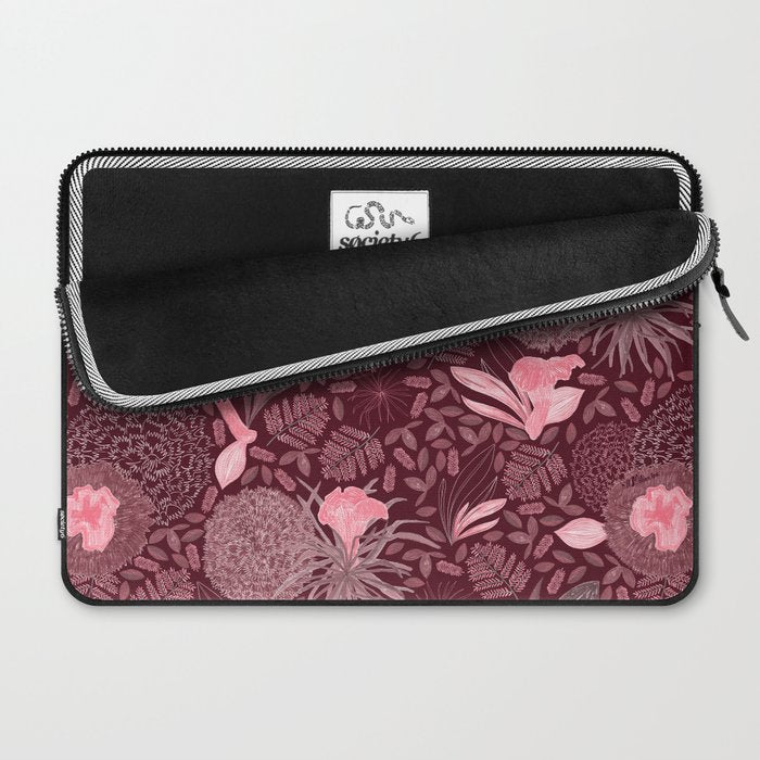 Forest Full of Wild Mushrooms in Burgundy & Peach Laptop Sleeve Gallery Image 2