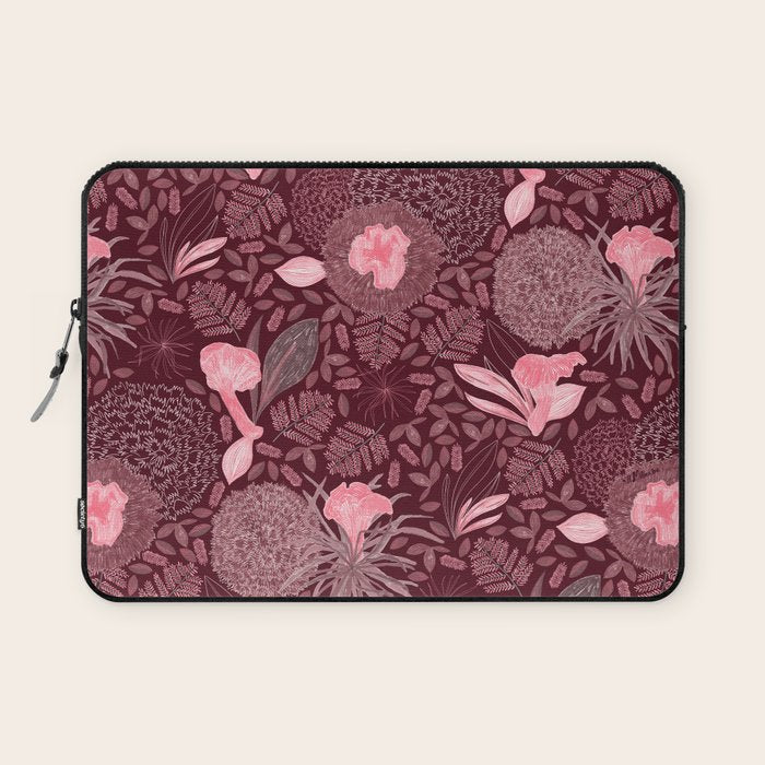 Forest Full of Wild Mushrooms in Burgundy & Peach Laptop Sleeve Gallery Image 1