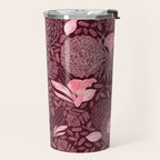Forest Full of Wild Mushrooms in Burgundy & Peach Travel Mug Gallery Image 2