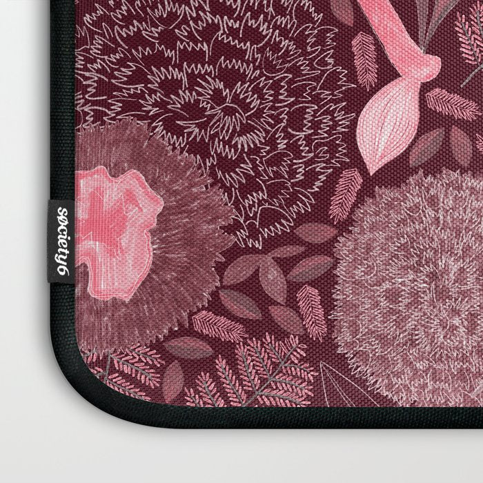 Forest Full of Wild Mushrooms in Burgundy & Peach Laptop Sleeve Gallery Image 3