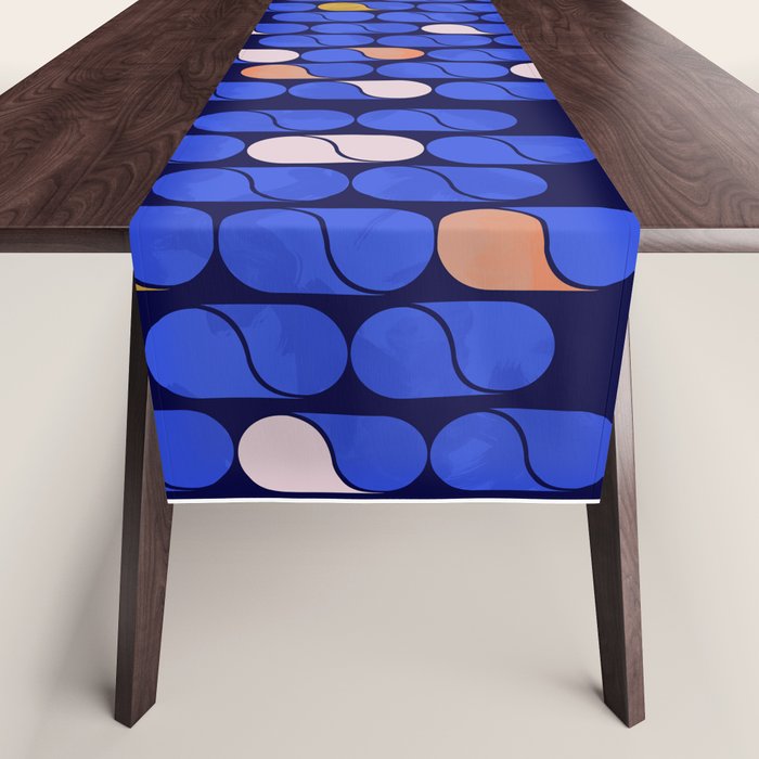 Blue modern pattern Table Runner Gallery Image 1