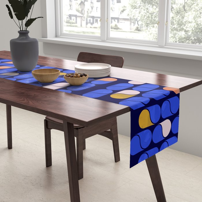Blue modern pattern Table Runner Gallery Image 2