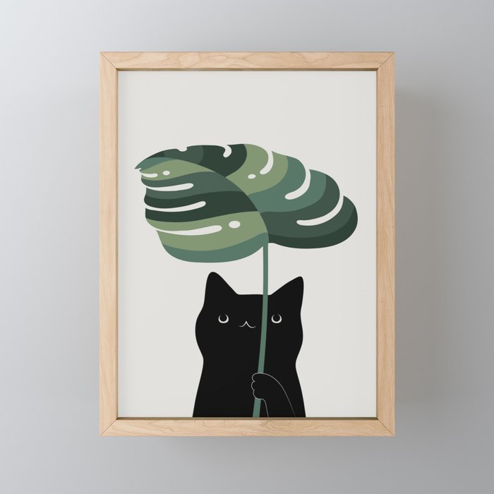 Cat and Plant 16 Mini Art Print Gallery Image 1