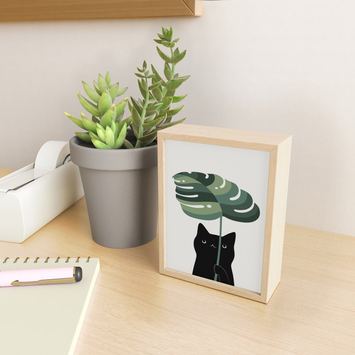 Cat and Plant 16 Mini Art Print Gallery Image 2