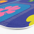 Retro Flower Patch Cute Vintage Aesthetic Floral Pattern Blue Orange Pink Bath Mat Gallery Image 3
