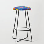 Retro Flower Patch Cute Vintage Aesthetic Floral Pattern Blue Orange Pink Stool Gallery Image 1