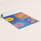 Retro Flower Patch Cute Vintage Aesthetic Floral Pattern Blue Orange Pink Yoga Mat Gallery Image 2