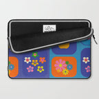 Retro Flower Patch Cute Vintage Aesthetic Floral Pattern Blue Orange Pink Laptop Sleeve Gallery Image 2