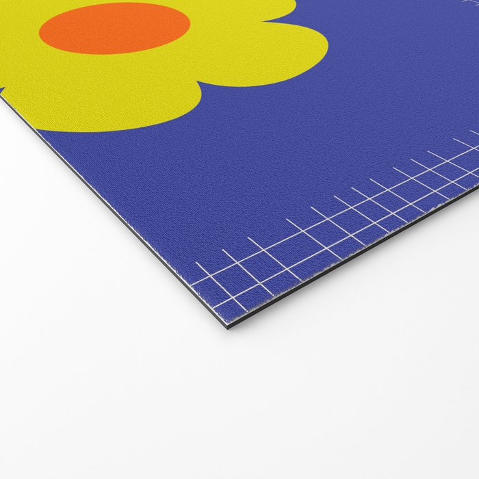 Retro Flower Patch Cute Vintage Aesthetic Floral Pattern Blue Orange Pink Welcome Mat Gallery Image 2