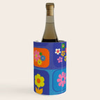 Retro Flower Patch Cute Vintage Aesthetic Floral Pattern Blue Orange Pink Wine Chiller Gallery Image 2