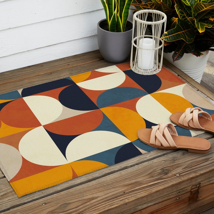 mid century abstract shapes fall winter 3 Outdoor Rug Gallery Image 2