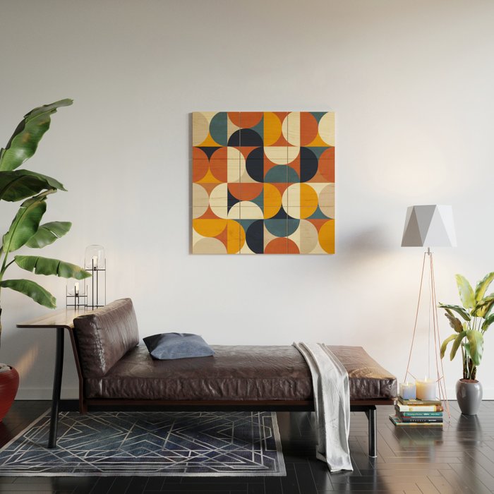 mid century abstract shapes fall winter 3 Wood Wall Art Gallery Image 2