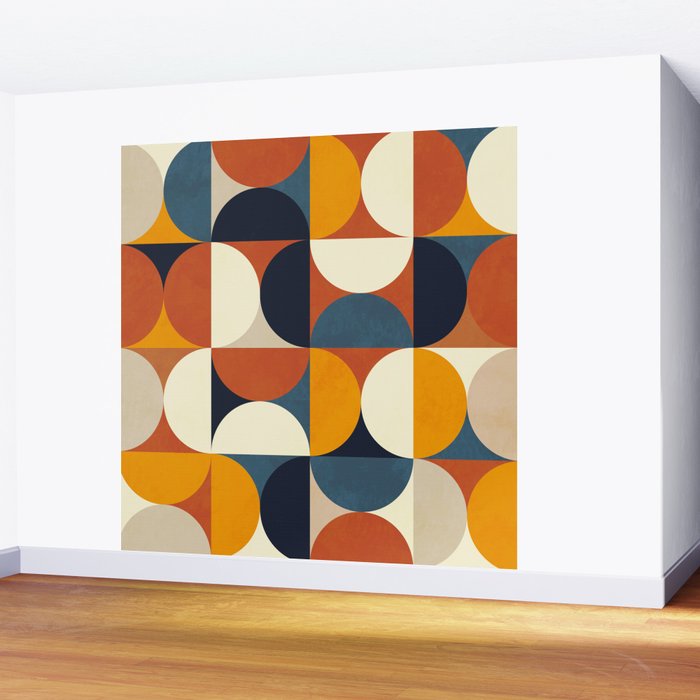 mid century abstract shapes fall winter 3 Wall Mural Gallery Image 2