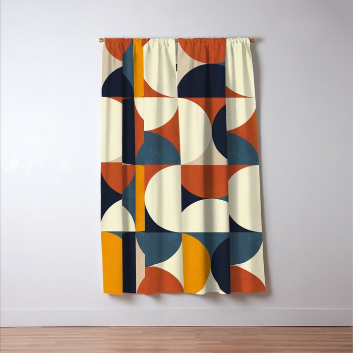 mid century abstract shapes fall winter 3 Window Curtain Gallery Image 3