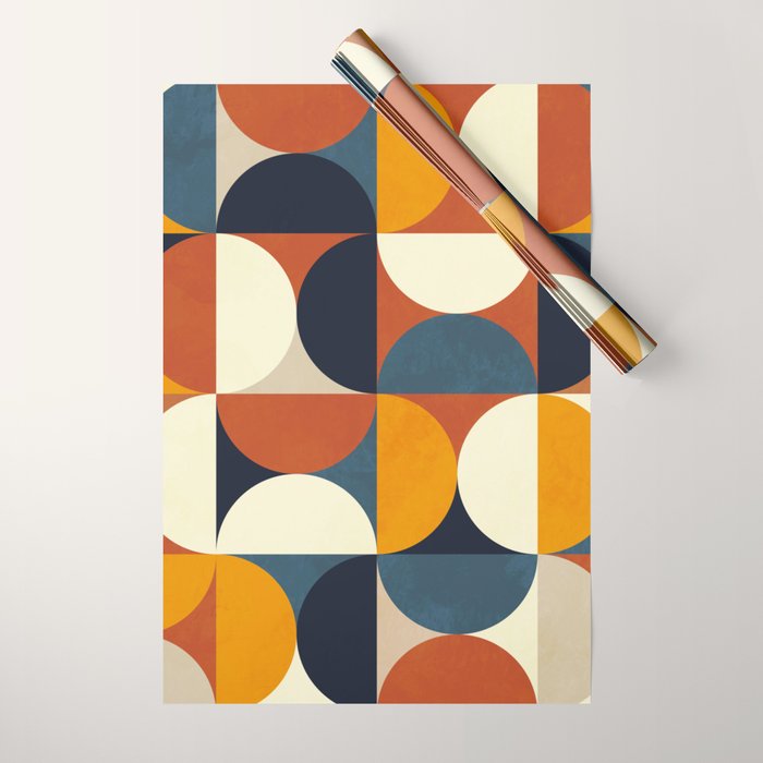 mid century abstract shapes fall winter 3 Wrapping Paper Gallery Image 1