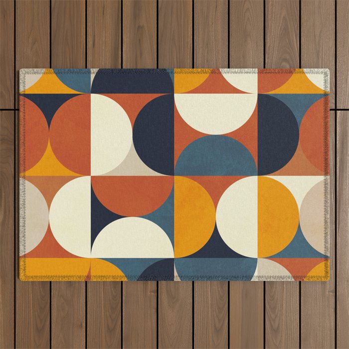 mid century abstract shapes fall winter 3 Outdoor Rug Gallery Image 1
