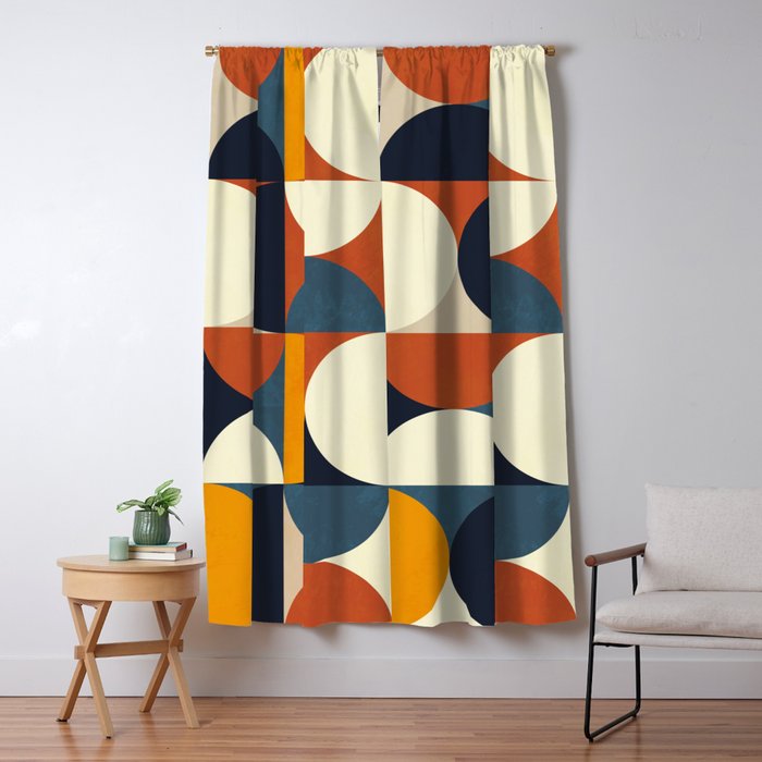 mid century abstract shapes fall winter 3 Window Curtain Gallery Image 1