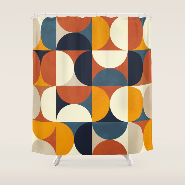 mid century abstract shapes fall winter 3 Shower Curtain Gallery Image 1