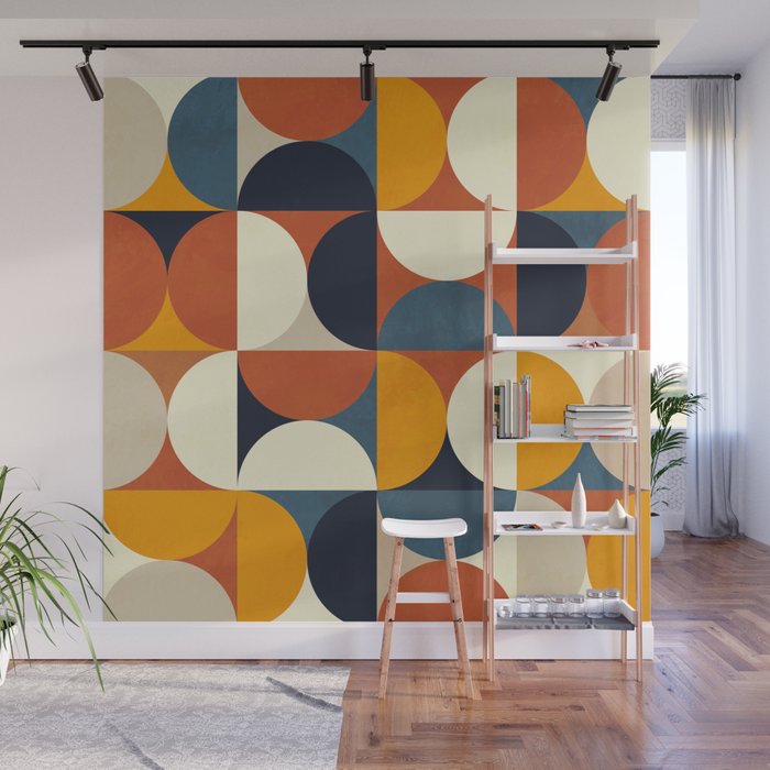 mid century abstract shapes fall winter 3 Wall Mural Gallery Image 1