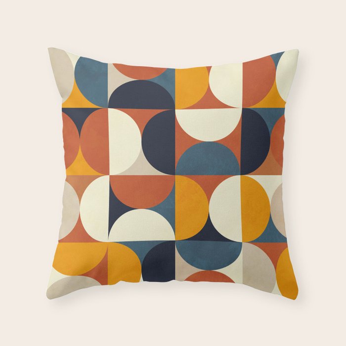 mid century abstract shapes fall winter 3 Throw Pillow Gallery Image 1
