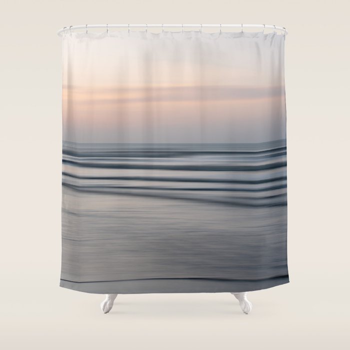 Still Horizon Minimal Seascape Photography Shower Curtain Gallery Image 1