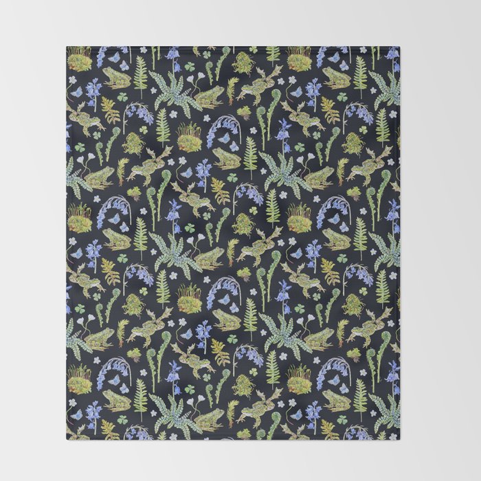 Frolicking Frogs and Ferns Throw Blanket Gallery Image 2