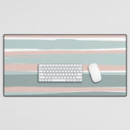 Festive, Abstract, Stripes Pattern, Pink, Green, White Desk Mat Gallery Image 1