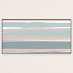 Festive, Abstract, Stripes Pattern, Pink, Green, White Desk Mat Gallery Image 3