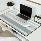 Festive, Abstract, Stripes Pattern, Pink, Green, White Desk Mat Gallery Image 2