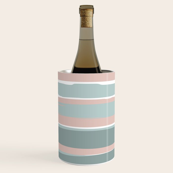 Festive, Abstract, Stripes Pattern, Pink, Green, White Wine Chiller Gallery Image 1