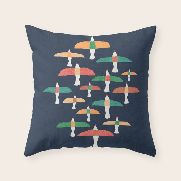 Vintage seagull Throw Pillow Gallery Image 6