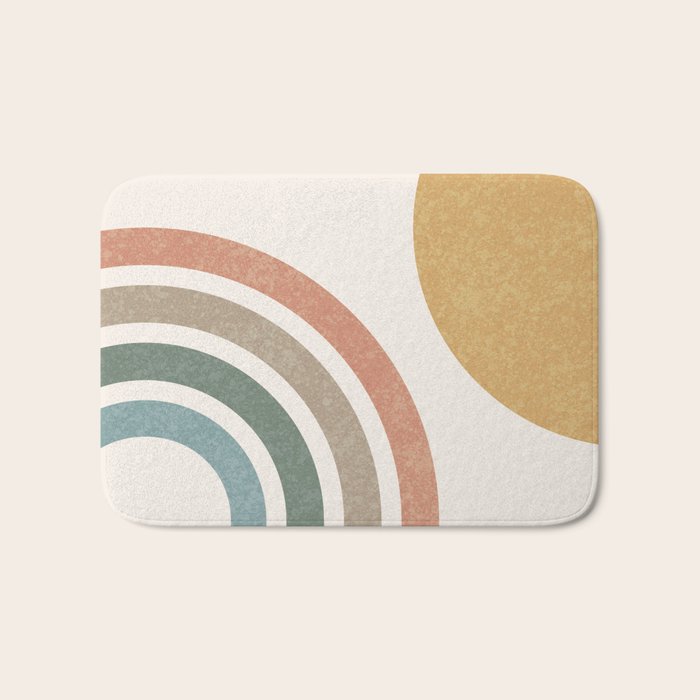 Mid Century Colorful Sun and Rainbow Bath Mat Gallery Image 1