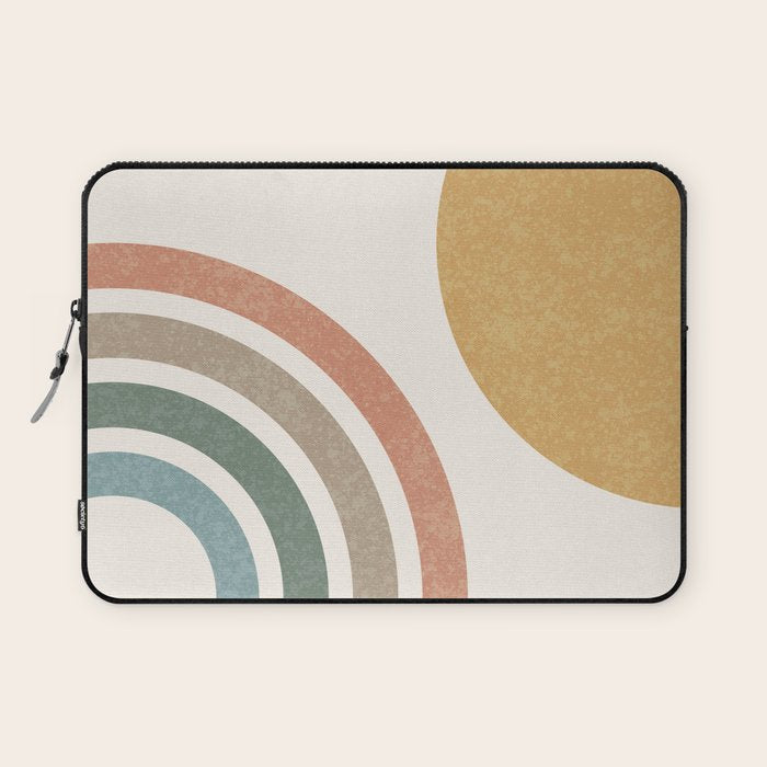 Mid Century Colorful Sun and Rainbow Laptop Sleeve Gallery Image 1